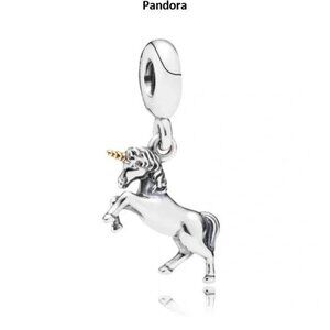 Pandora Sterling Silver & 14K Gold Two Tone Unicorn Bead Dangle Charm